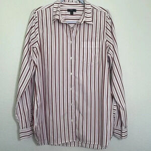 J Crew Womens Stripped Pink Shirt Size Large Long Sleeve